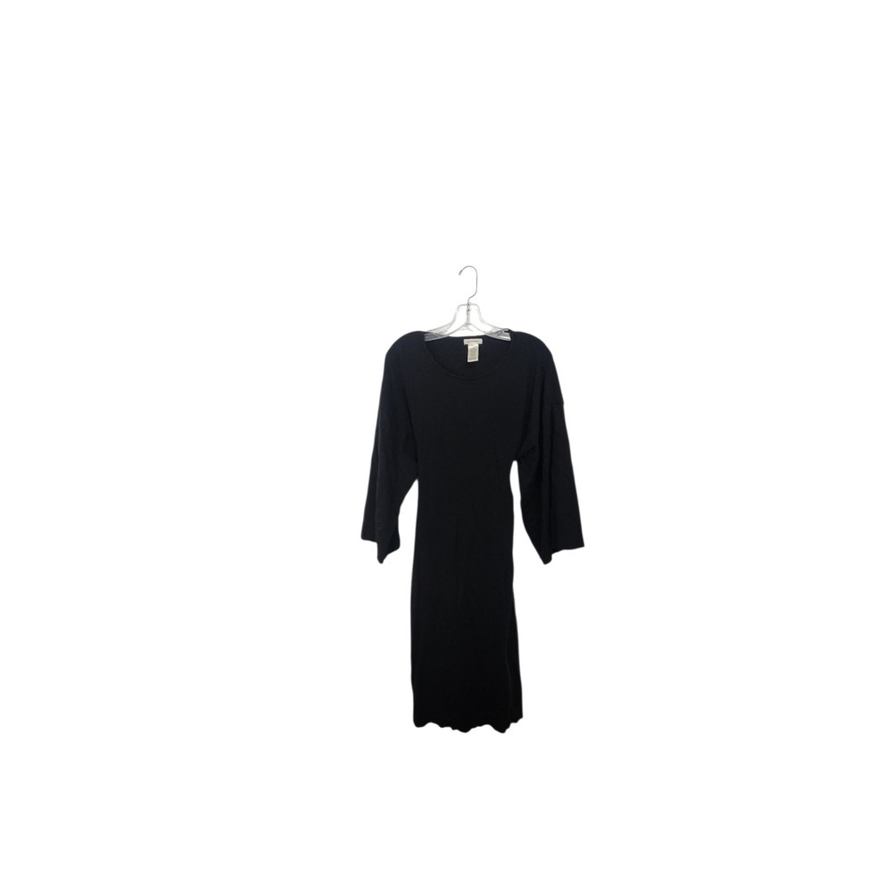 MAX STUDIO Black Midi Dress Long Sleeve Tie Waist Casual Career‎